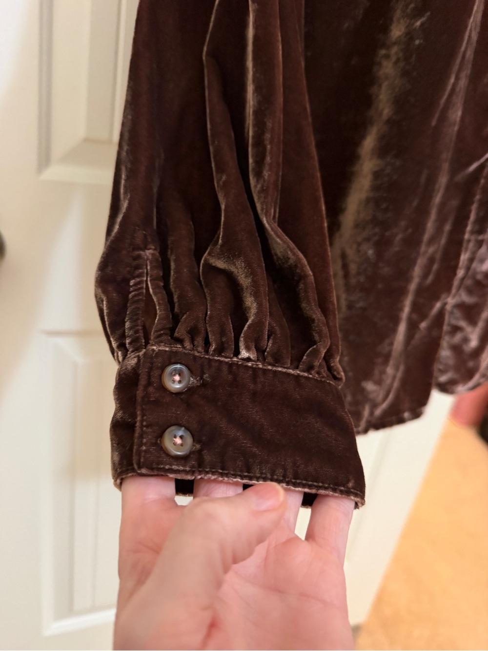 Pilcro Chocolate Brown Velvet Button-Front Blouse Jacket Sz Large - Picture 7 of 17